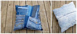quilted denim pillow